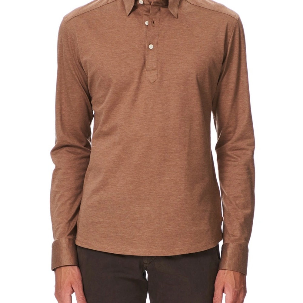 Eton Slim Fit Pique Long Sleeve Polo Shirt